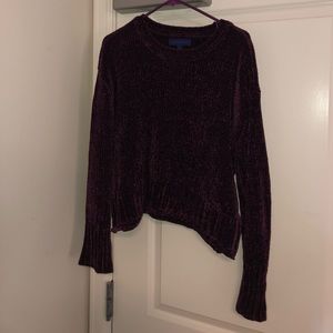Cropped, heavy purple sweater